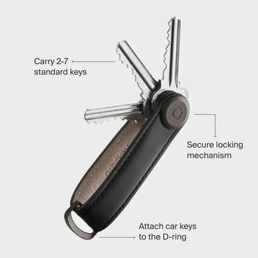 Key Organizer Leather - Charcoal with Grey Stitching