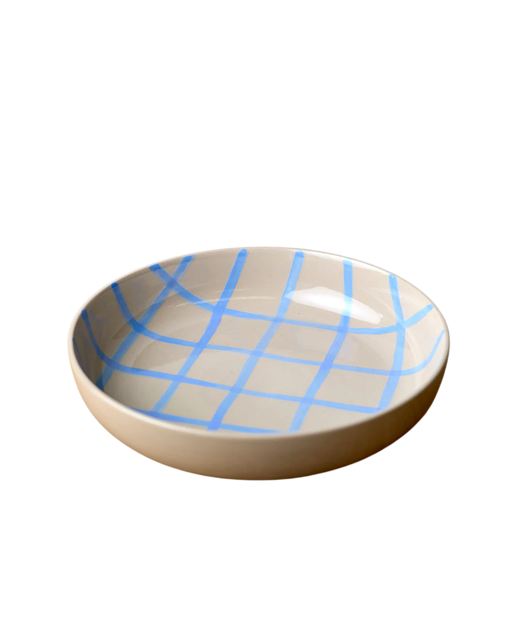 28cm Salad Bowl in Stone With Blue Handbrush / Coastal Junction