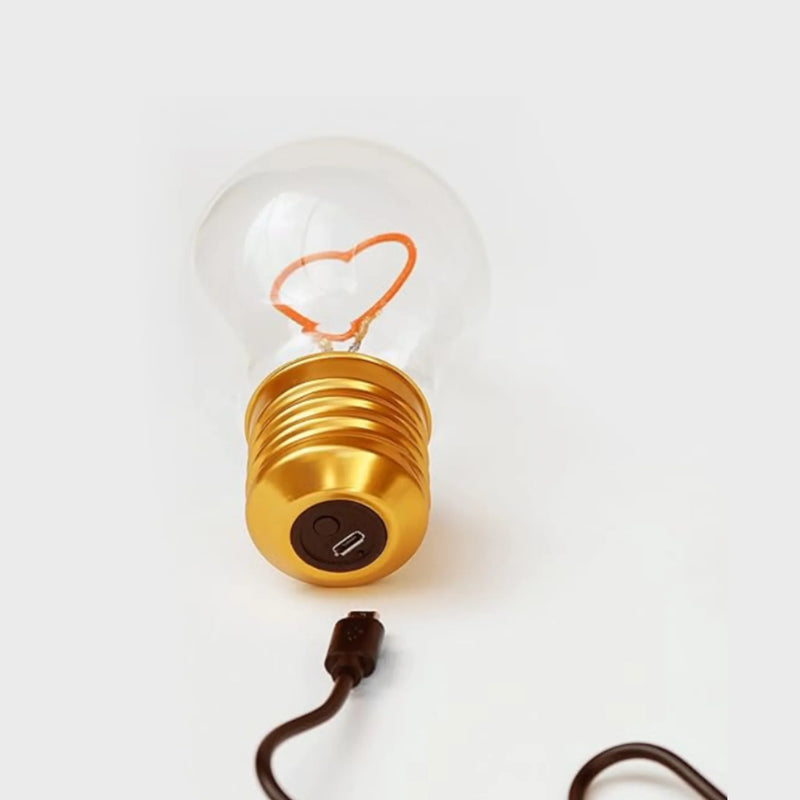 Pink Heart Lightbulb Lamp USB Recharge