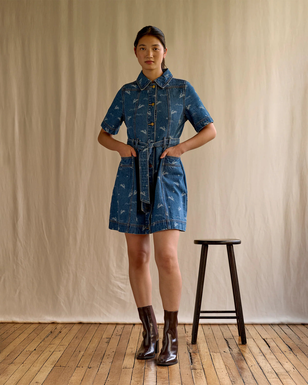 Royal Match Denim Mini Dress
