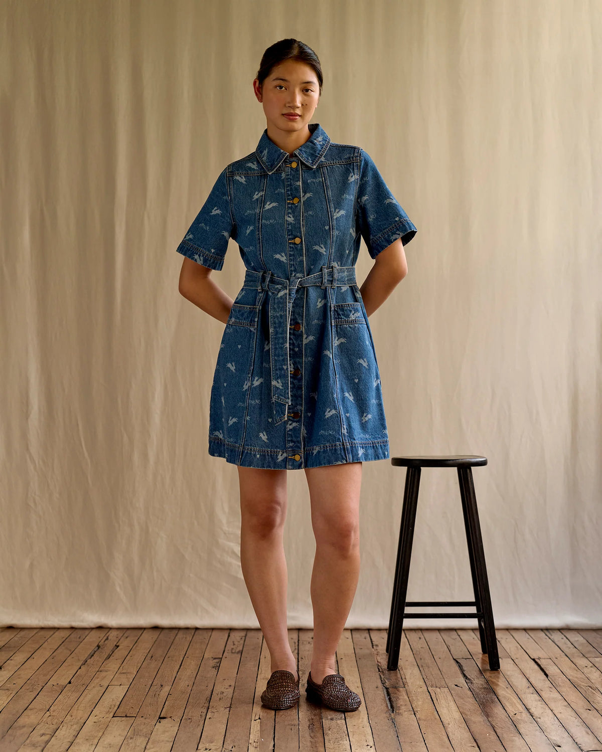 Royal Match Denim Mini Dress