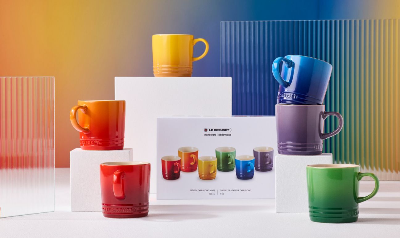 Stoneware Rainbow Set of 6 Mugs