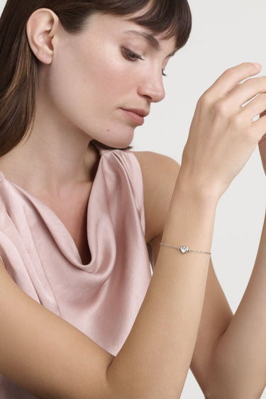 Ted Baker Hansaa Crystal Heart Adjustable Chain Bracelet - Silver