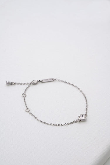 Ted Baker Hansaa Crystal Heart Adjustable Chain Bracelet - Silver