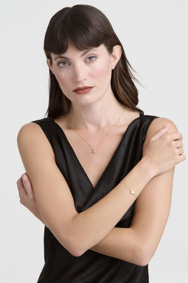 Ted Baker Hansaa Crystal Heart Adjustable Chain Bracelet - Gold