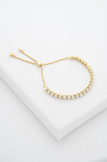 Ted Baker Perrmel Pearl Adjustable Tennis Bracelet - Gold