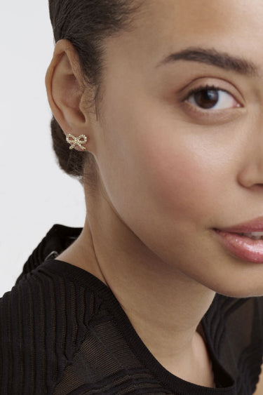 Ted Baker Ribecca Crystal Ribbon Bow Stud Earrings - Gold