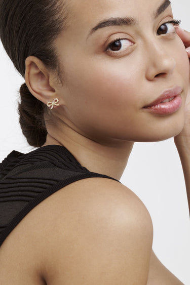 Ted Baker Ribecca Crystal Ribbon Bow Stud Earrings - Gold