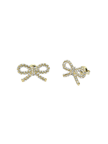 Ted Baker Ribecca Crystal Ribbon Bow Stud Earrings - Gold