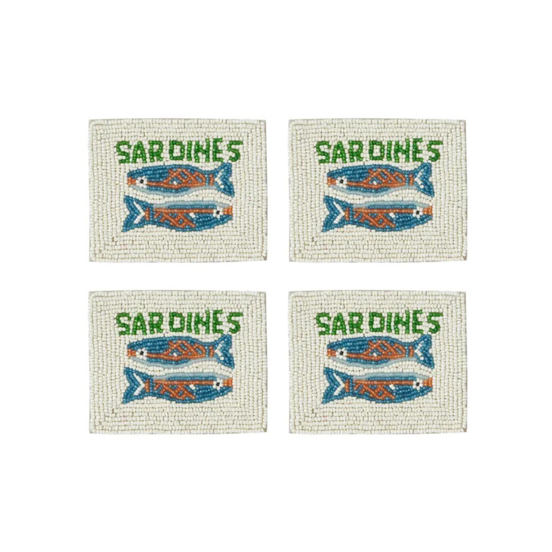 Sardines S/4 Beaded Coasters