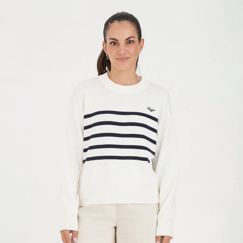 Classic Knit Crew - Navy/Chalk