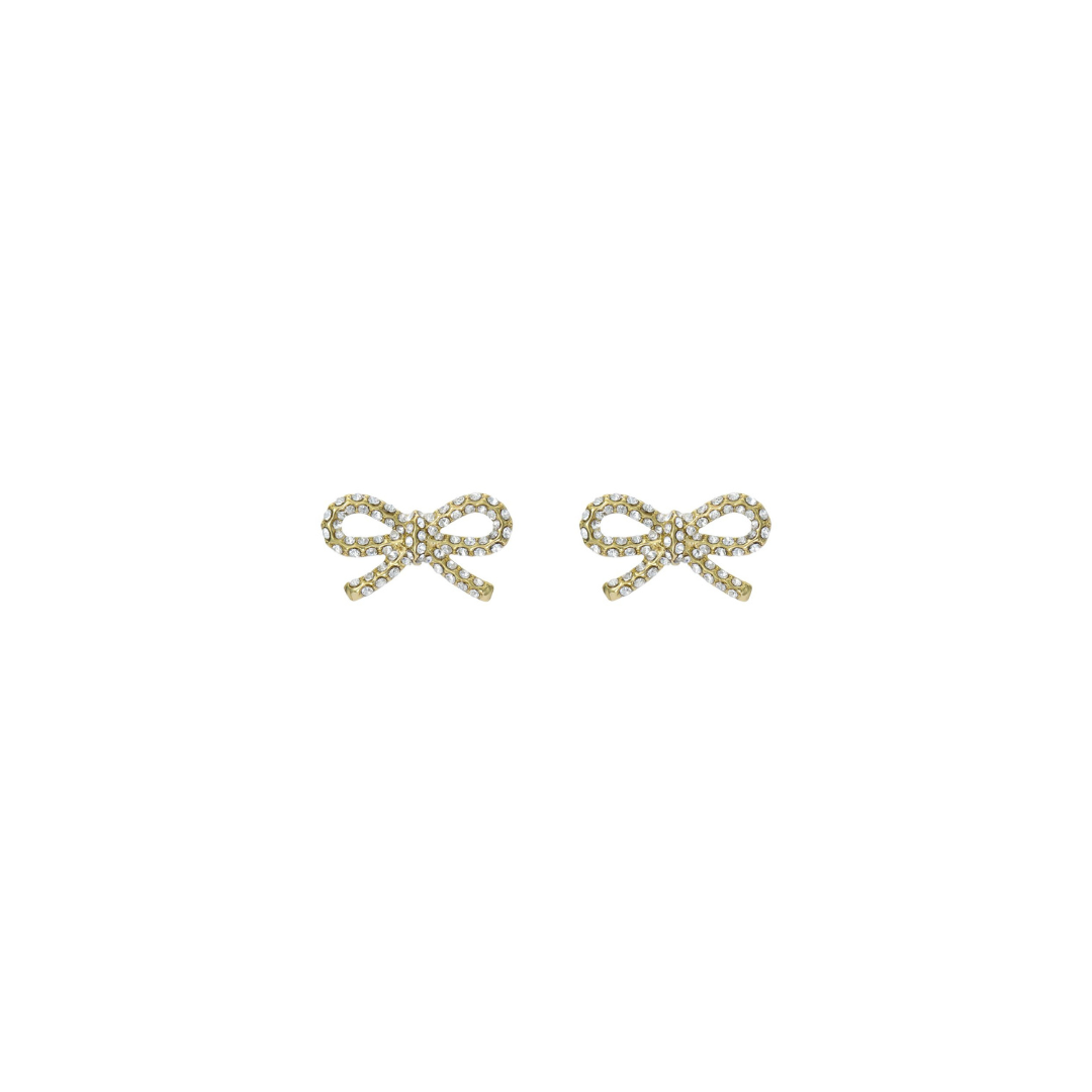 Ted Baker Ribecca Crystal Ribbon Bow Stud Earrings - Gold