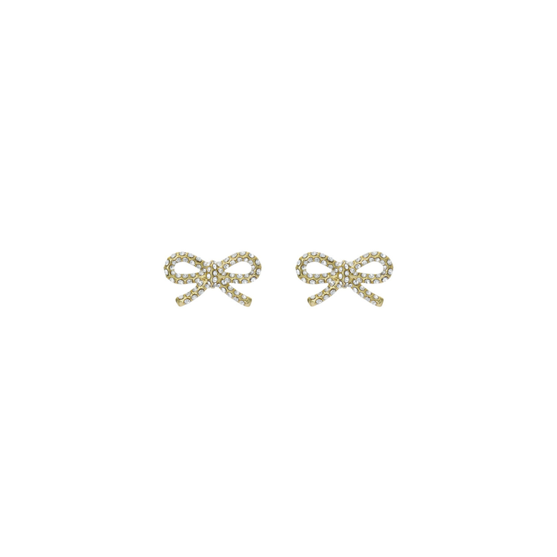 Ted Baker Ribecca Crystal Ribbon Bow Stud Earrings - Gold