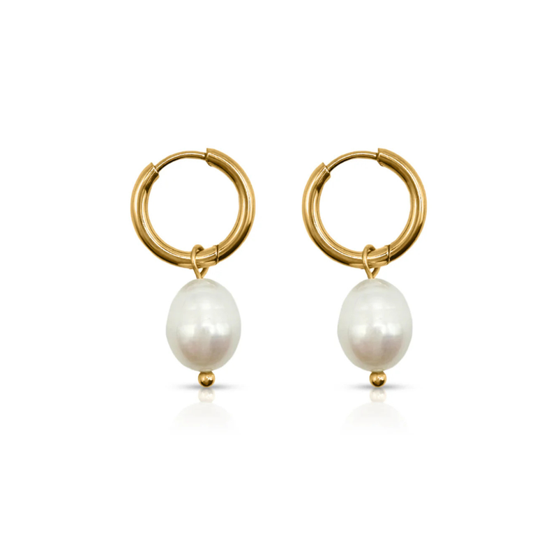 After Dark Pearl Hoop Earrings