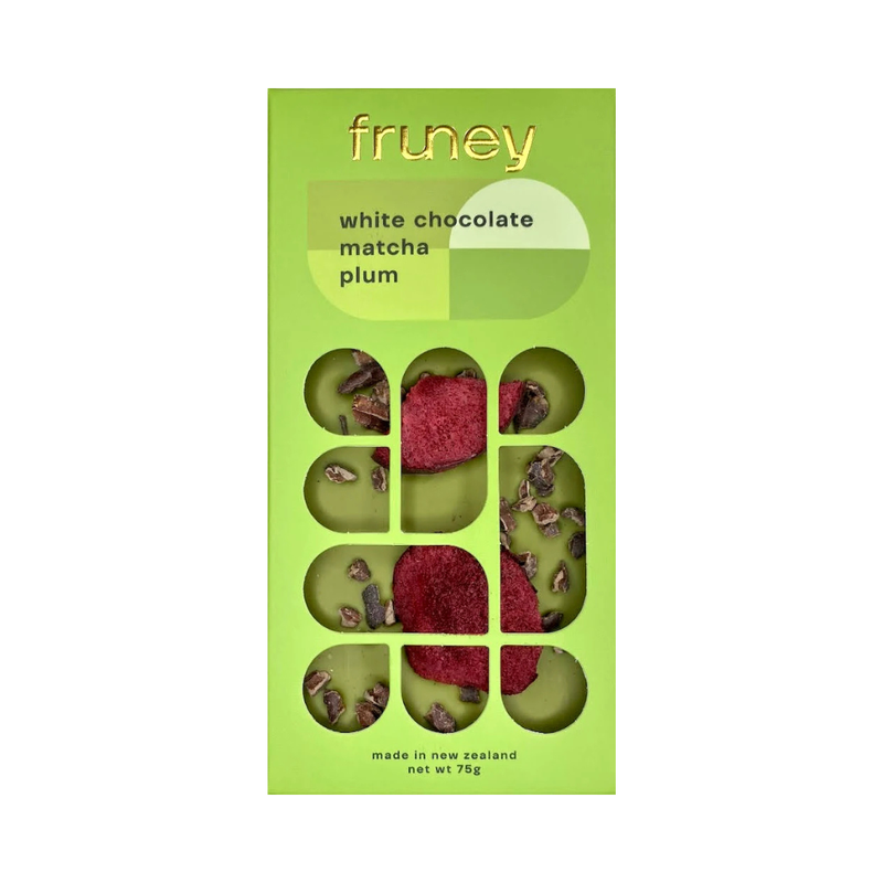 White Chocolate, Matcha, Plum & Dark Chocolate Bar