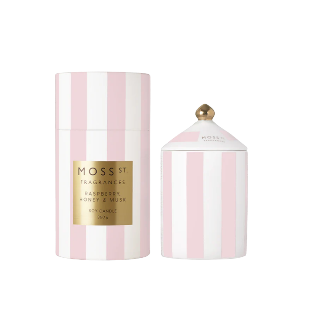 Ceramic Candle 360g - Raspberry, Honey & Musk