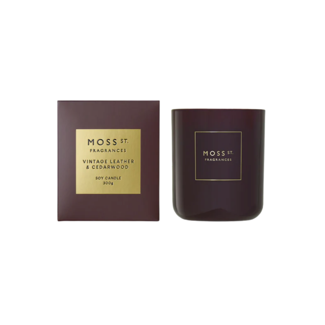 Soy Candle 300g - Vintage Leather & Cedarwood