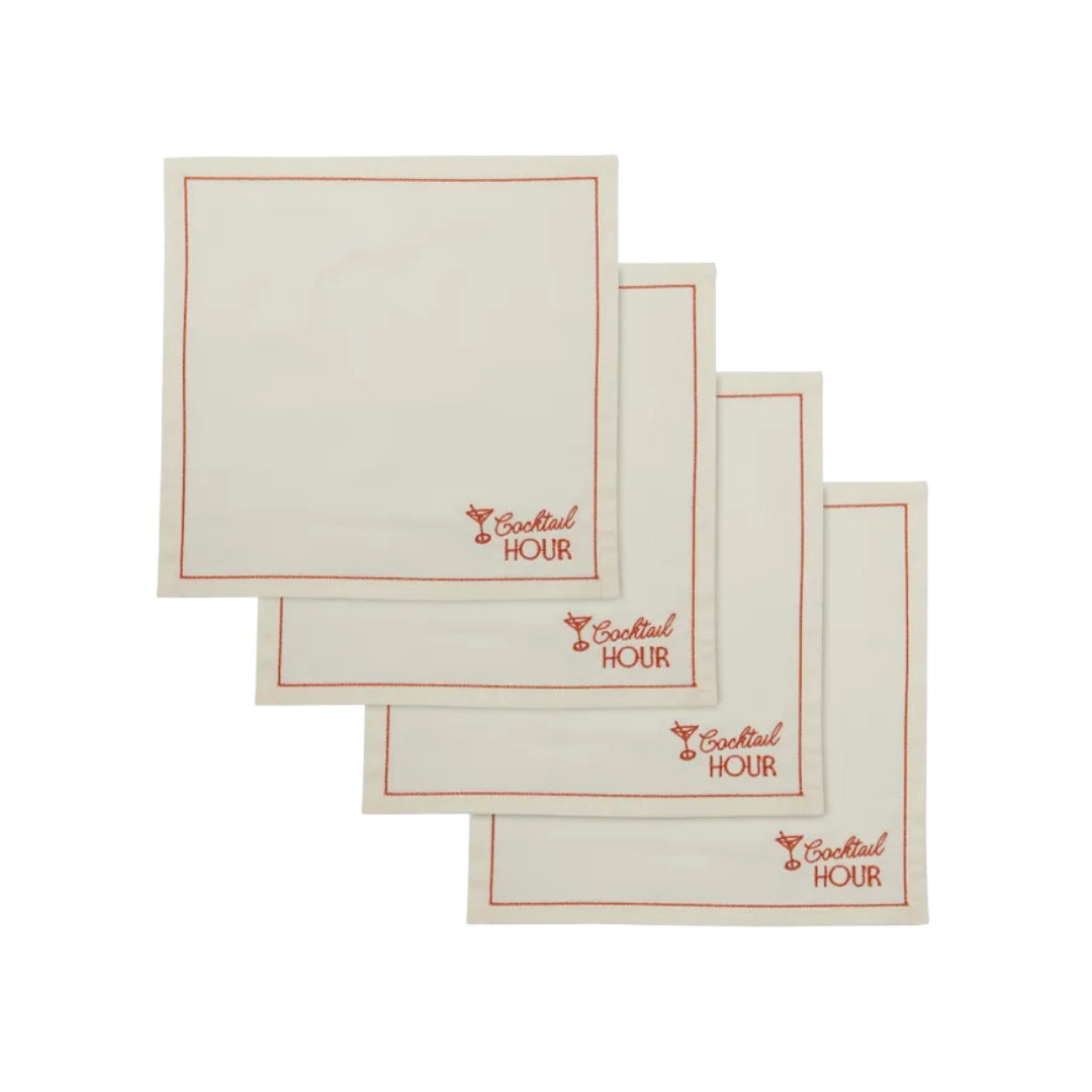 Social Set of 4 Cotton Napkins 25cm
