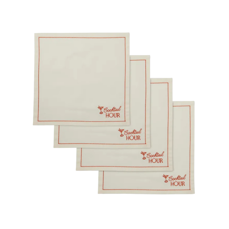 Social Set of 4 Cotton Napkins 25cm