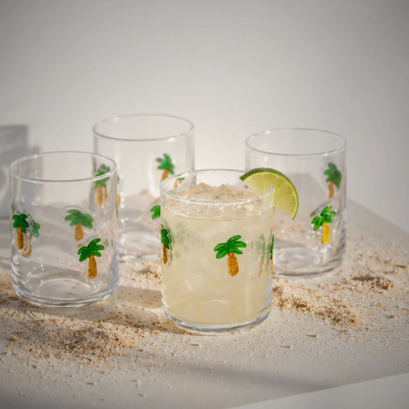 Palm Tree Icon Glass – Set of 4