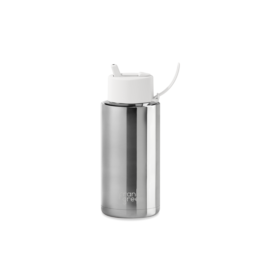 34oz Stainless Steel Ceramic Reusable Bottle with Straw Lid