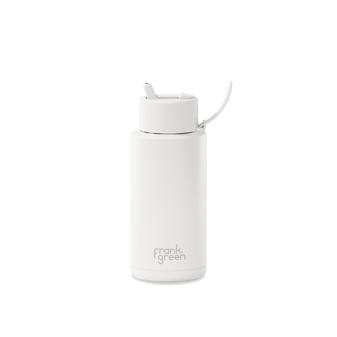 34oz Stainless Steel Ceramic Reusable Bottle with Straw Lid