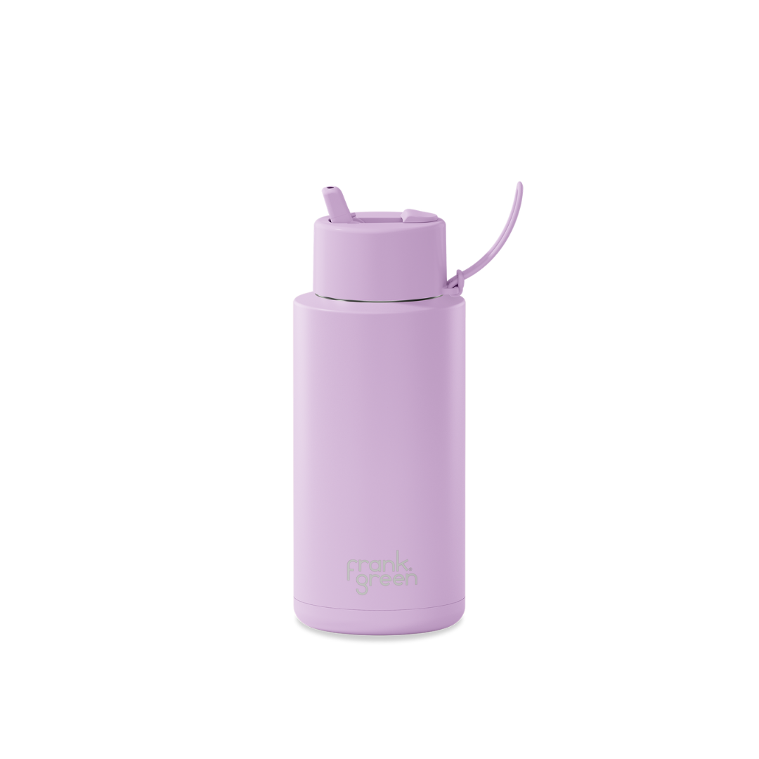 34oz Stainless Steel Ceramic Reusable Bottle with Straw Lid