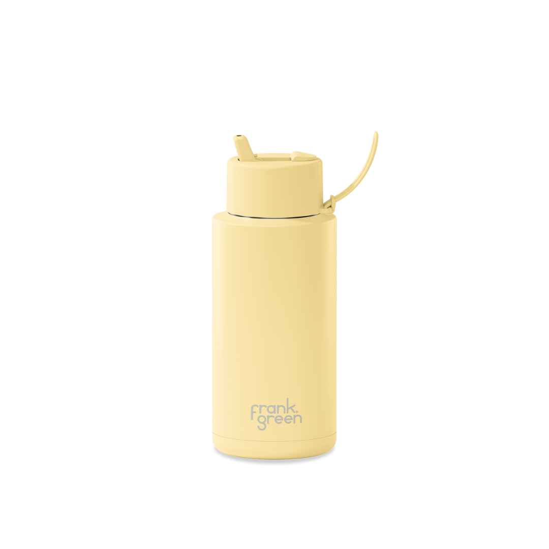 34oz Stainless Steel Ceramic Reusable Bottle with Straw Lid