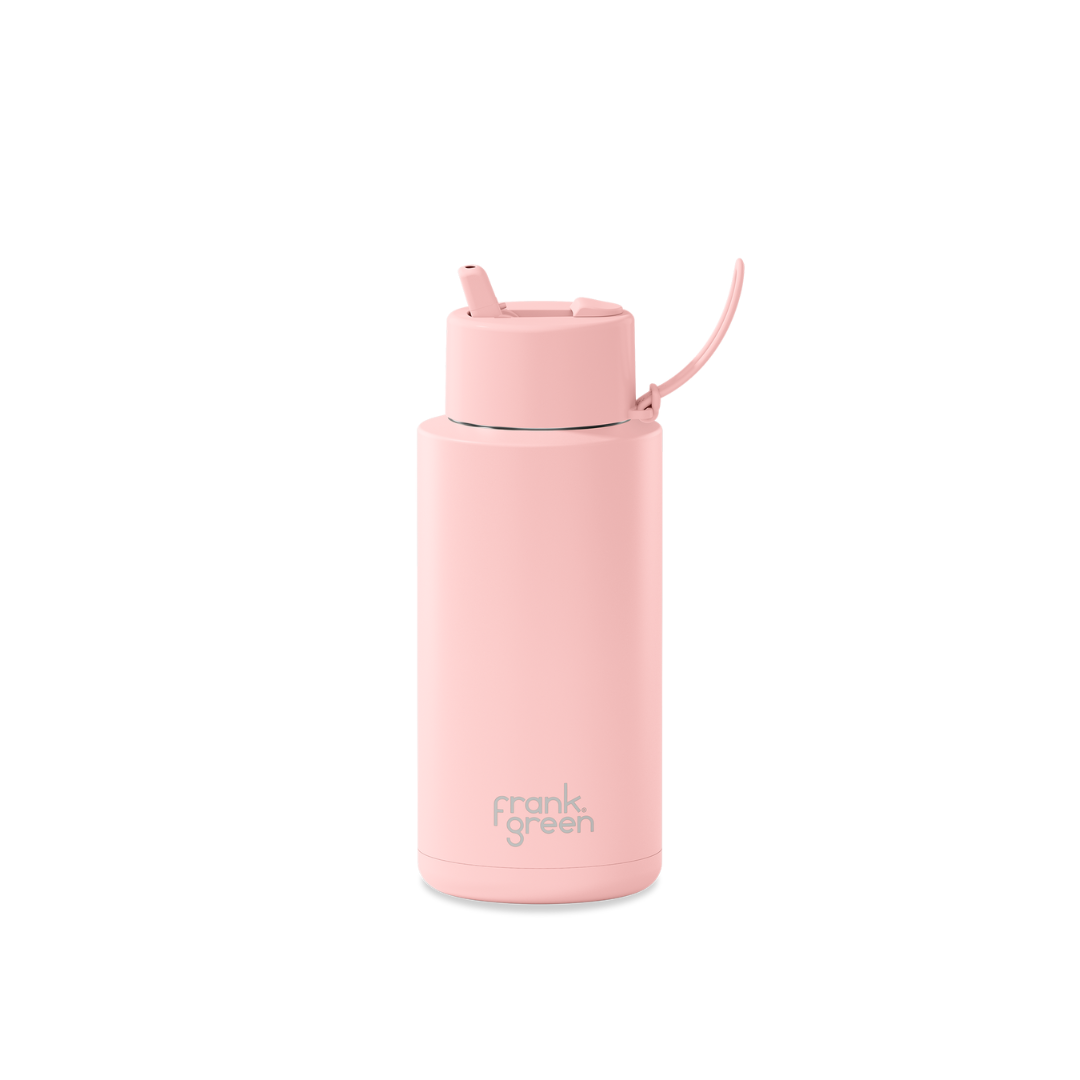 34oz Stainless Steel Ceramic Reusable Bottle with Straw Lid