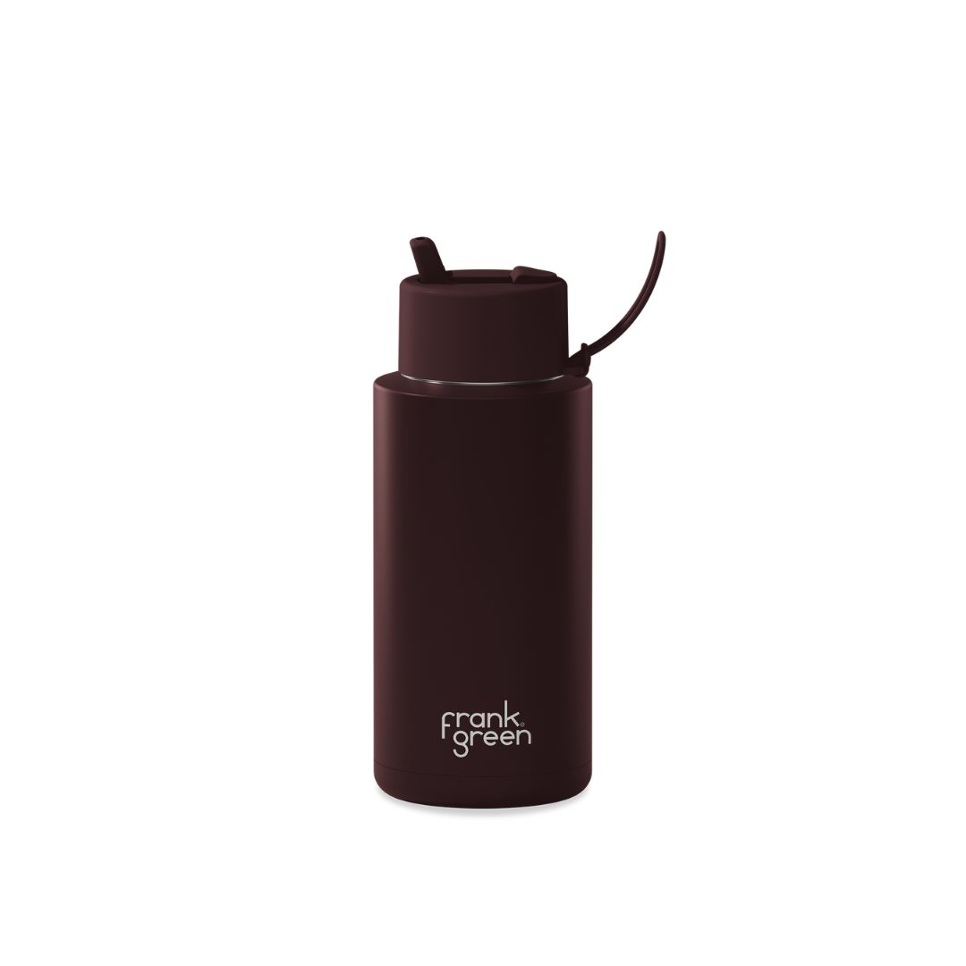 34oz Stainless Steel Ceramic Reusable Bottle with Straw Lid