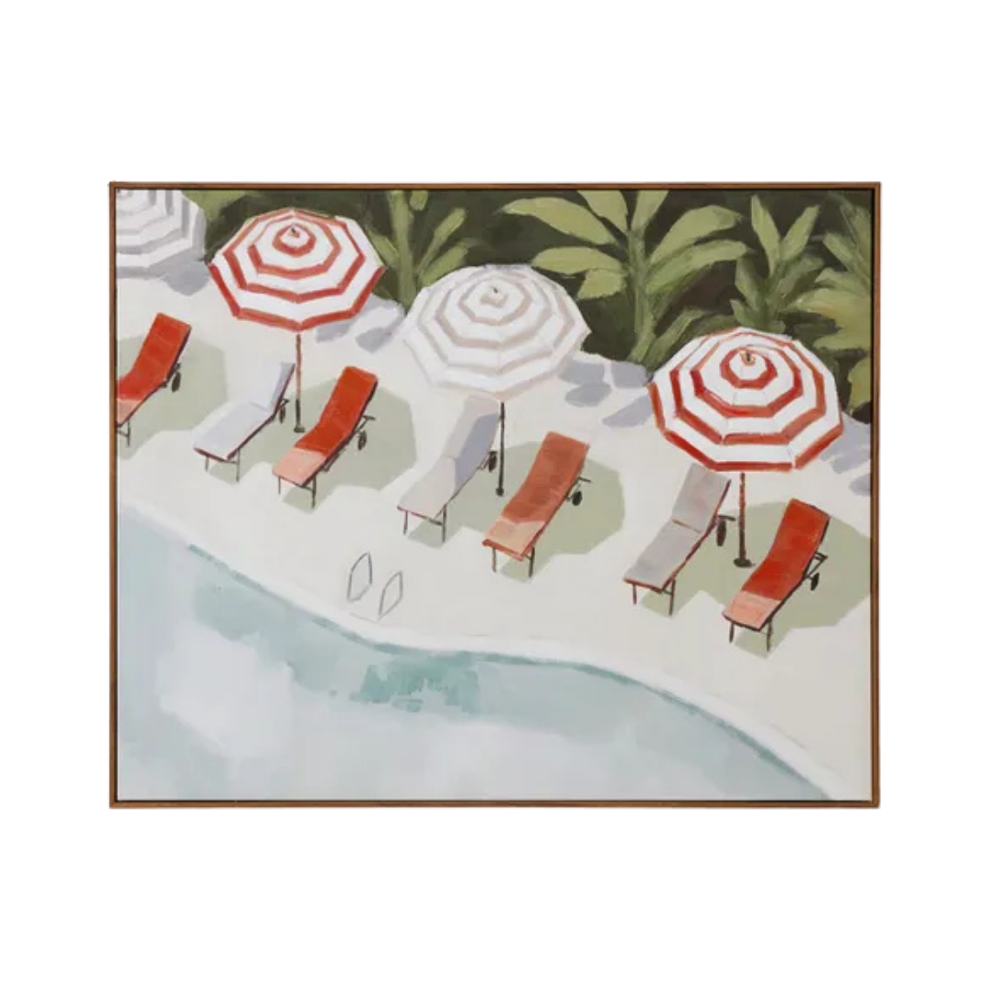 Resort Teak Frame Oil Painting