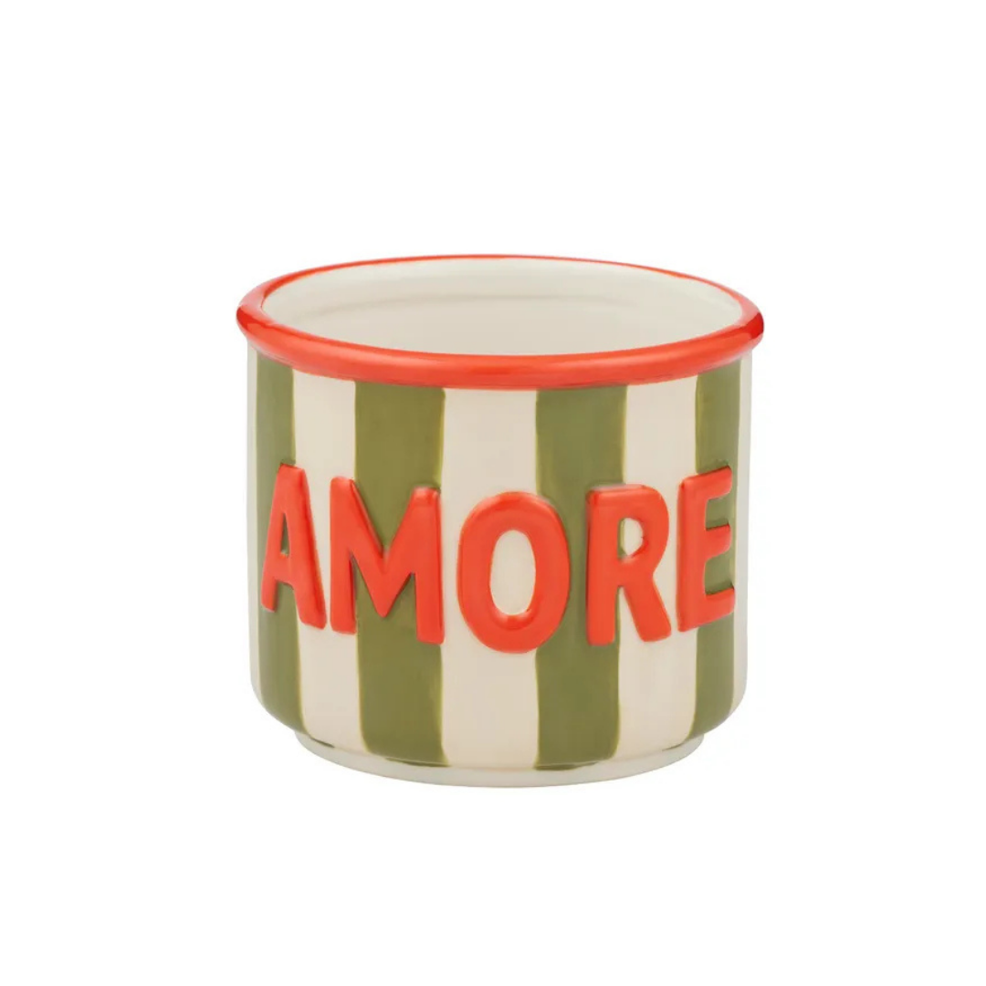 Amore Ceramic Pot Olive/Red