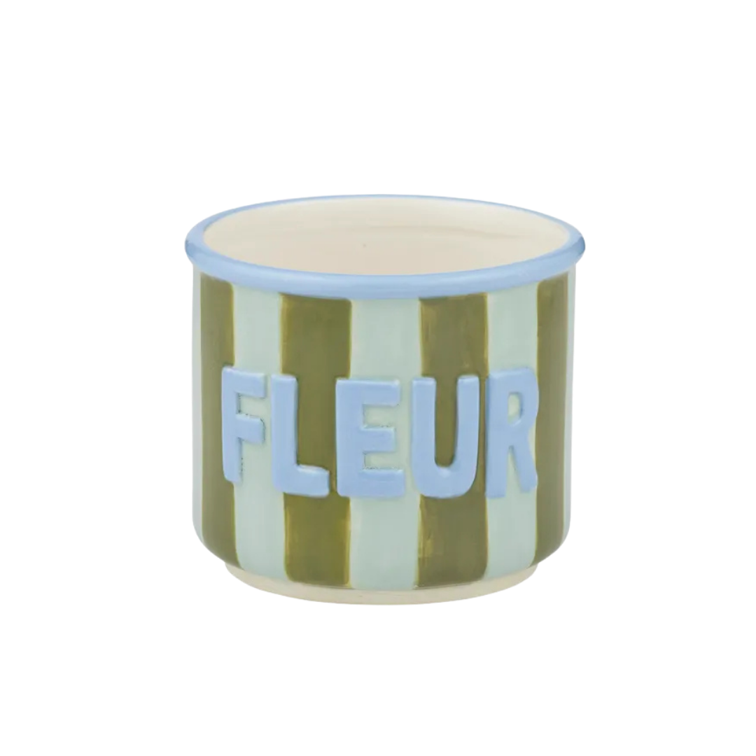 Fleur Ceramic Pot Olive/Sky
