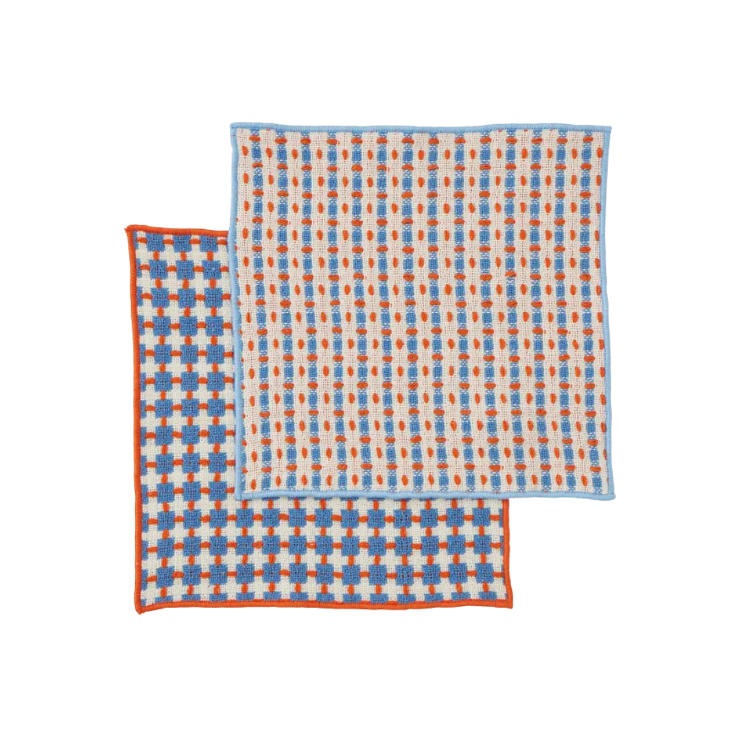 Kit Set of 2 Recycled Cotton Dishcloths 25cm Blue
