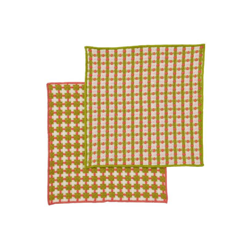 Kit Set of 2 Recycled Cotton Dishcloths 25cm Pink