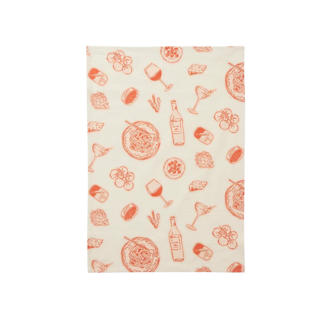 Taormina Cotton Tea Towel Red