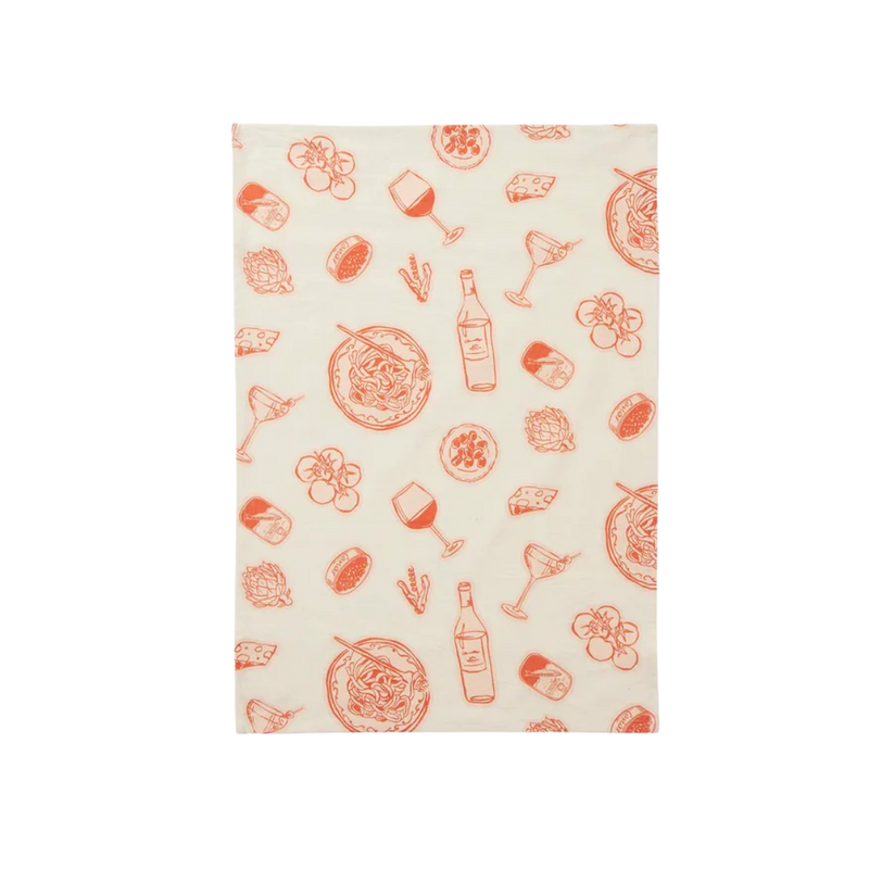 Taormina Cotton Tea Towel Red