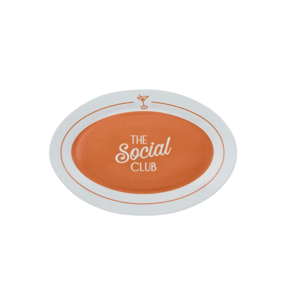 Social Ceramic Oval Platter Cherry