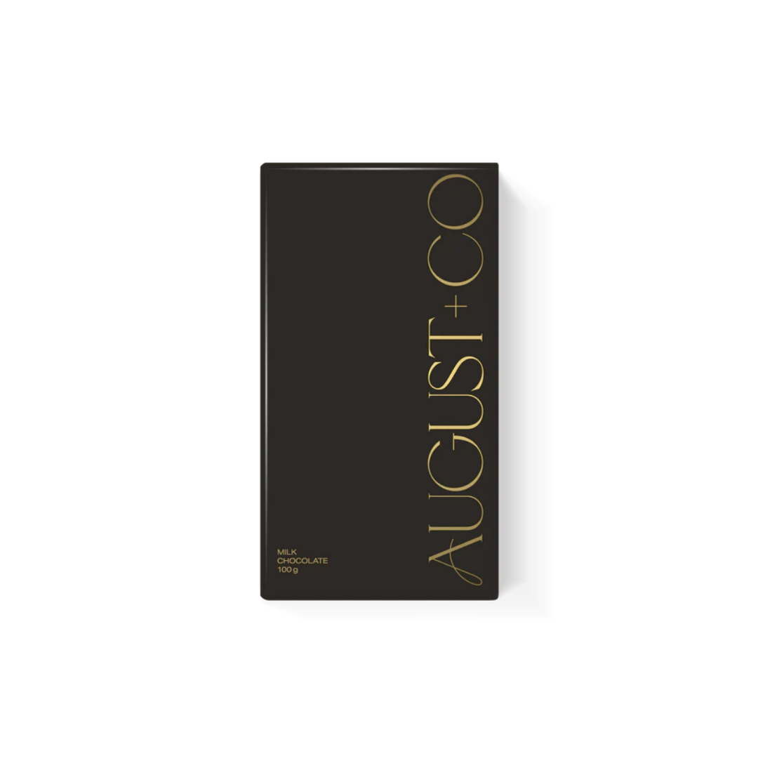 AUGUST + CO Milk Chocolate Bar 100g Black