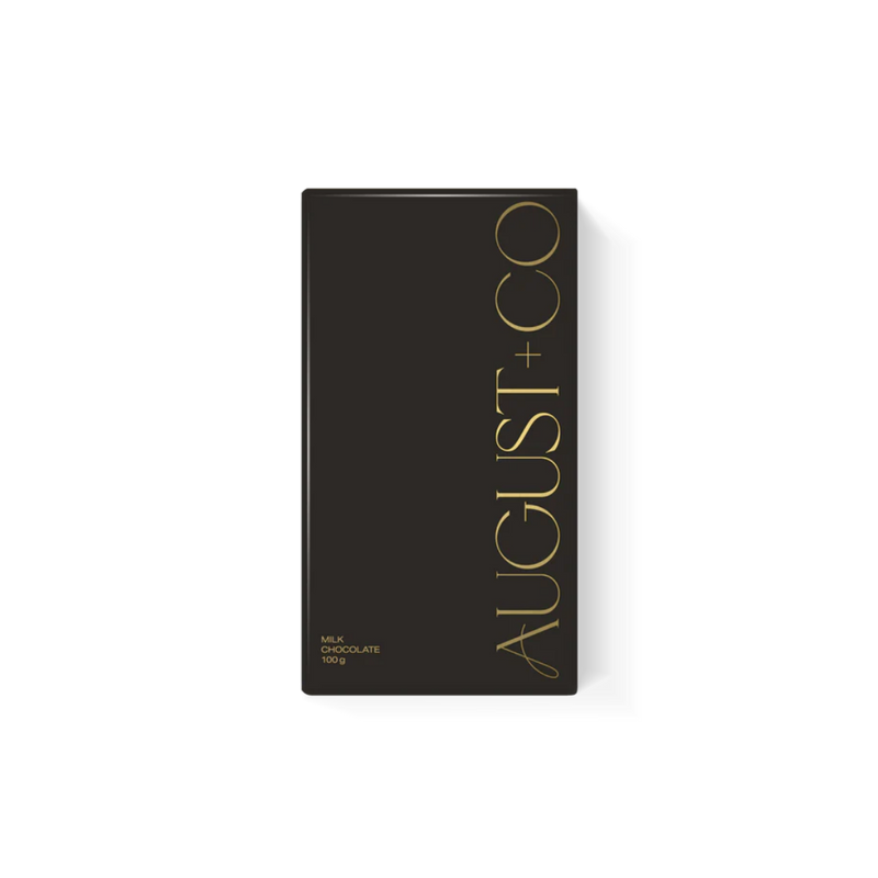 AUGUST + CO Milk Chocolate Bar 100g Black