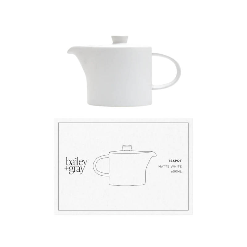 Bailey + Gray Matte White Teapot 600ml