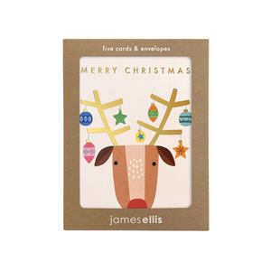 Christmas Mini Card Pack - Reindeer 5 Pkt