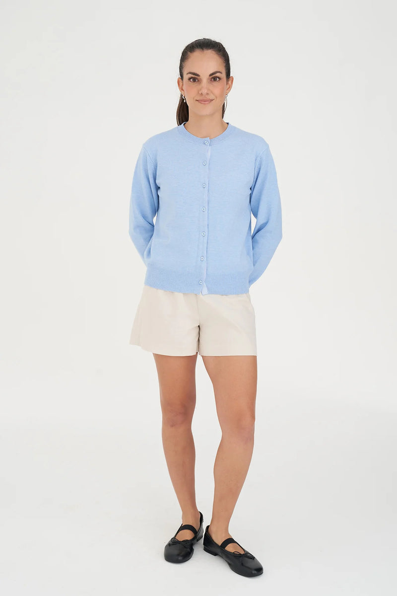 Classic Button Up Cardigan - Light Blue