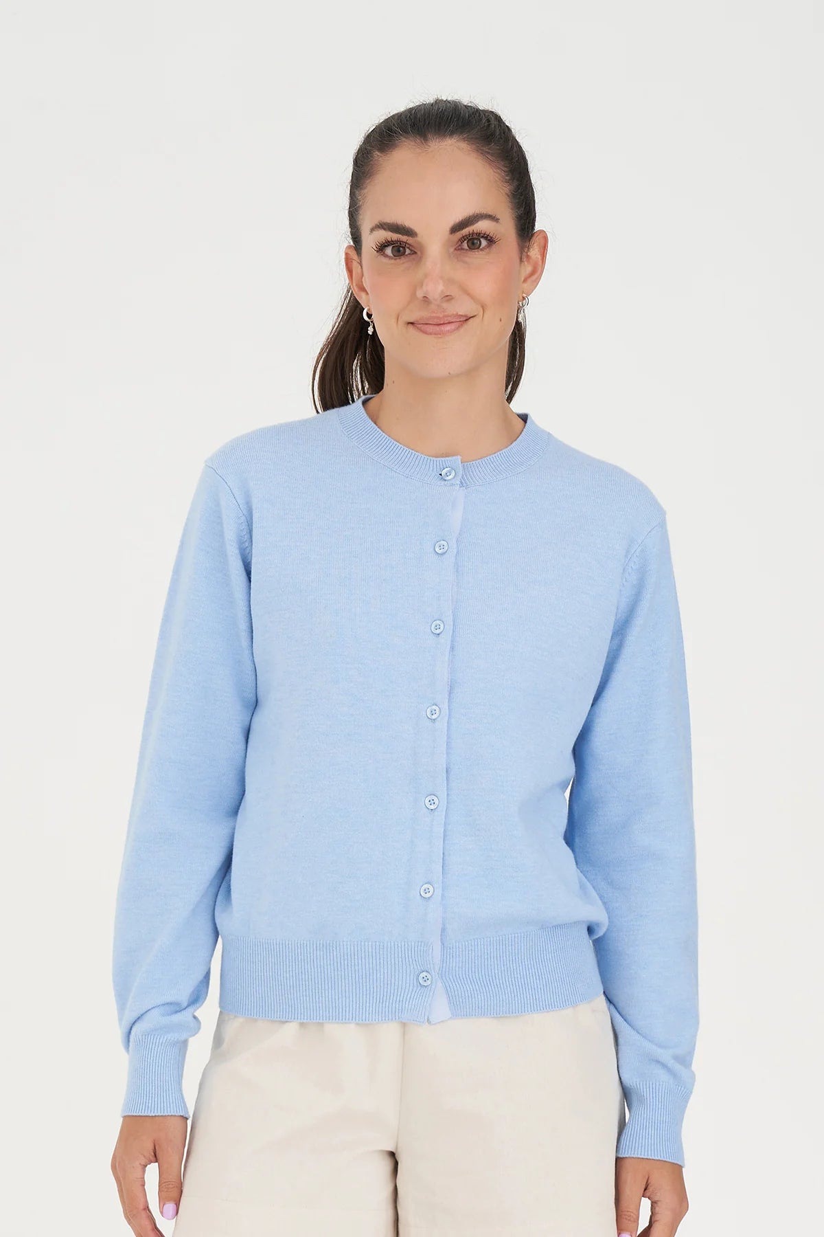 Classic Button Up Cardigan - Light Blue