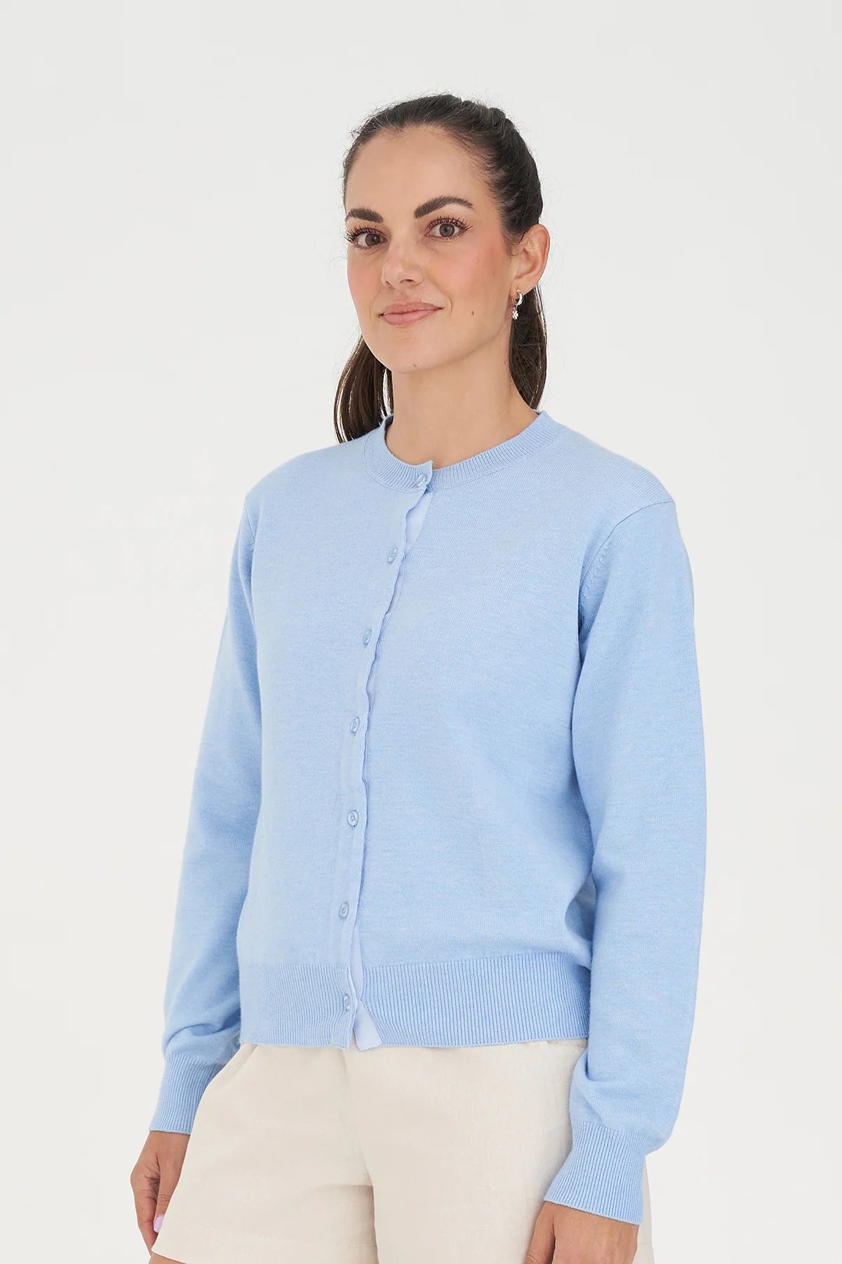 Classic Button Up Cardigan - Light Blue