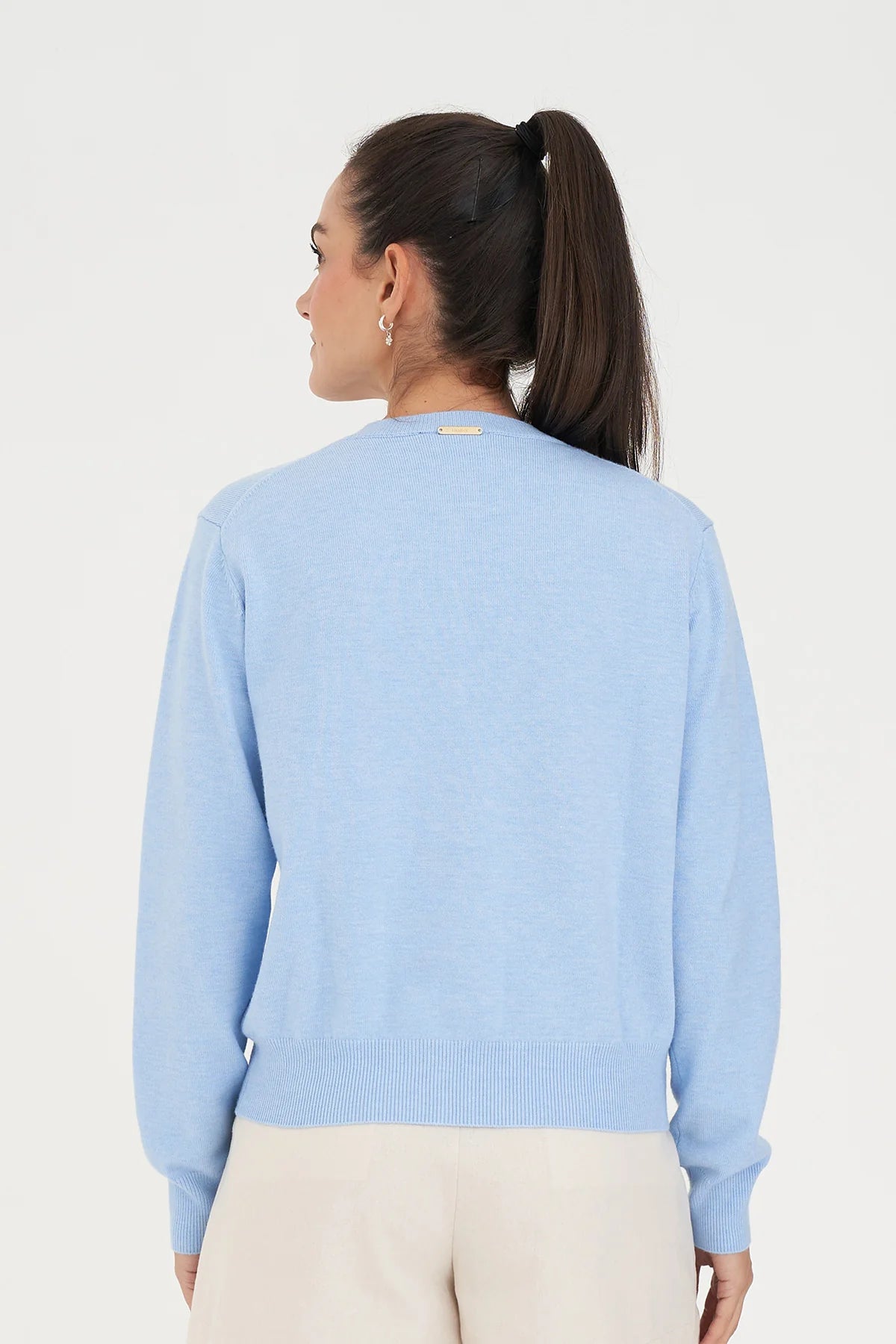 Classic Button Up Cardigan - Light Blue
