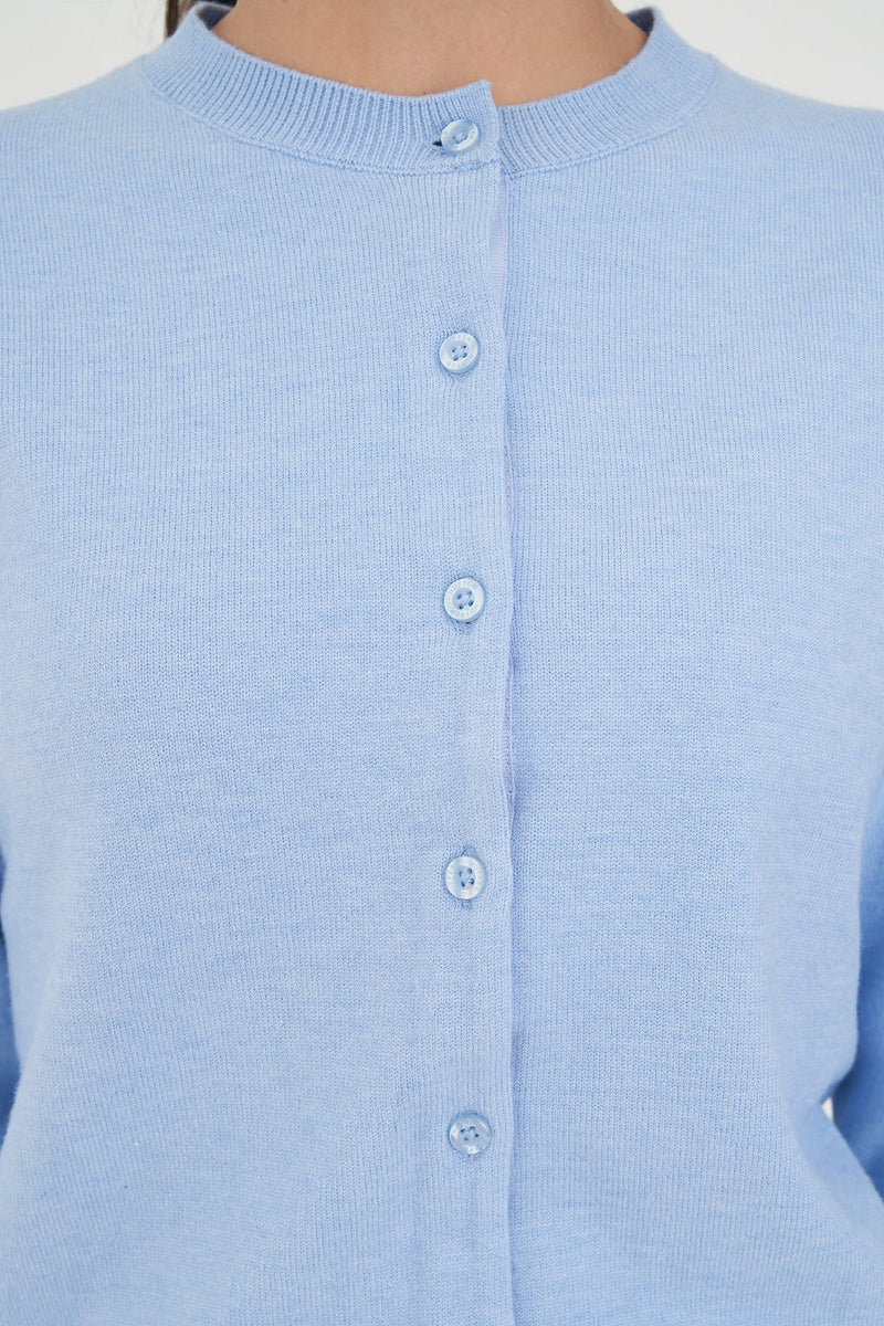 Classic Button Up Cardigan - Light Blue