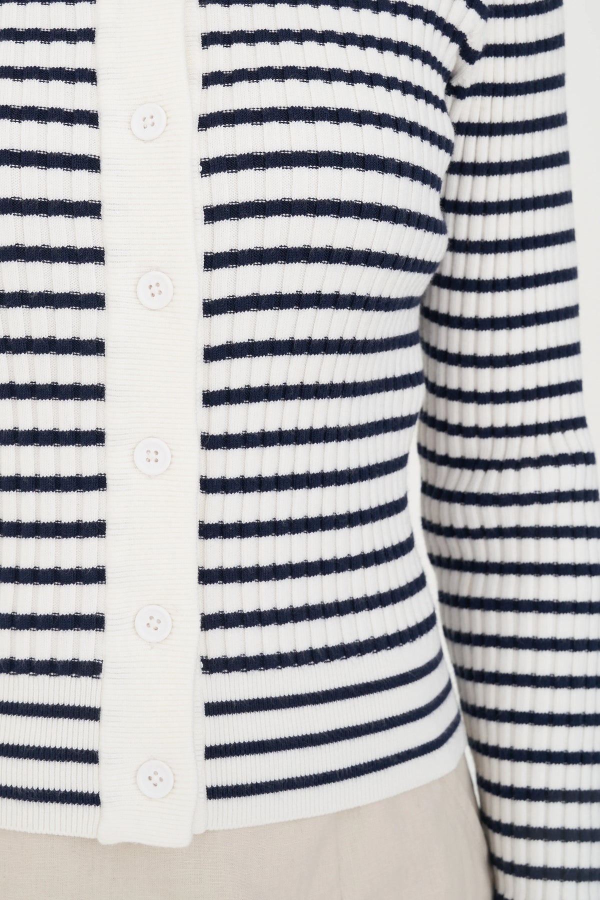 Classic Stripe Knit Cardi - Navy/Chalk