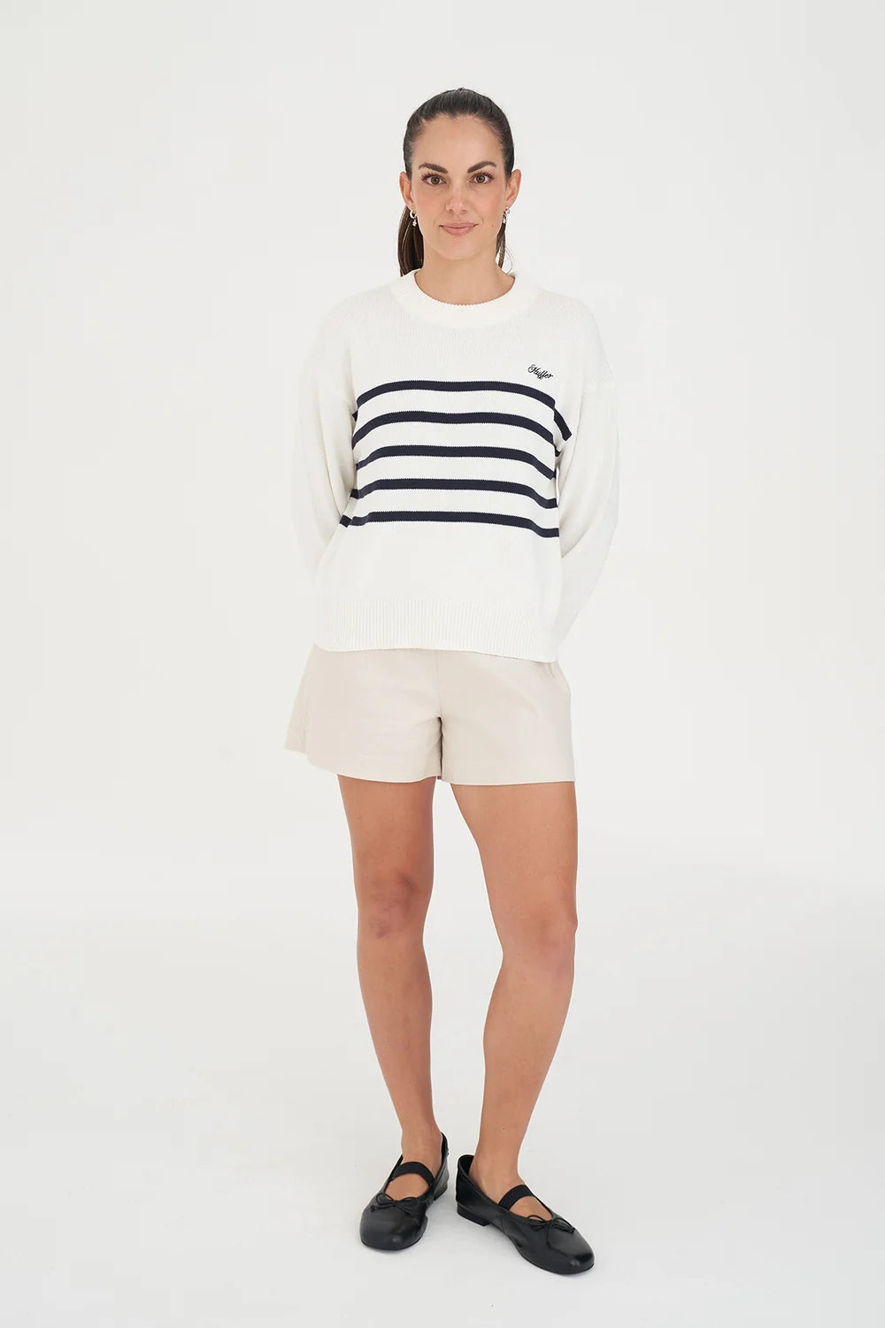 Classic Knit Crew - Navy/Chalk