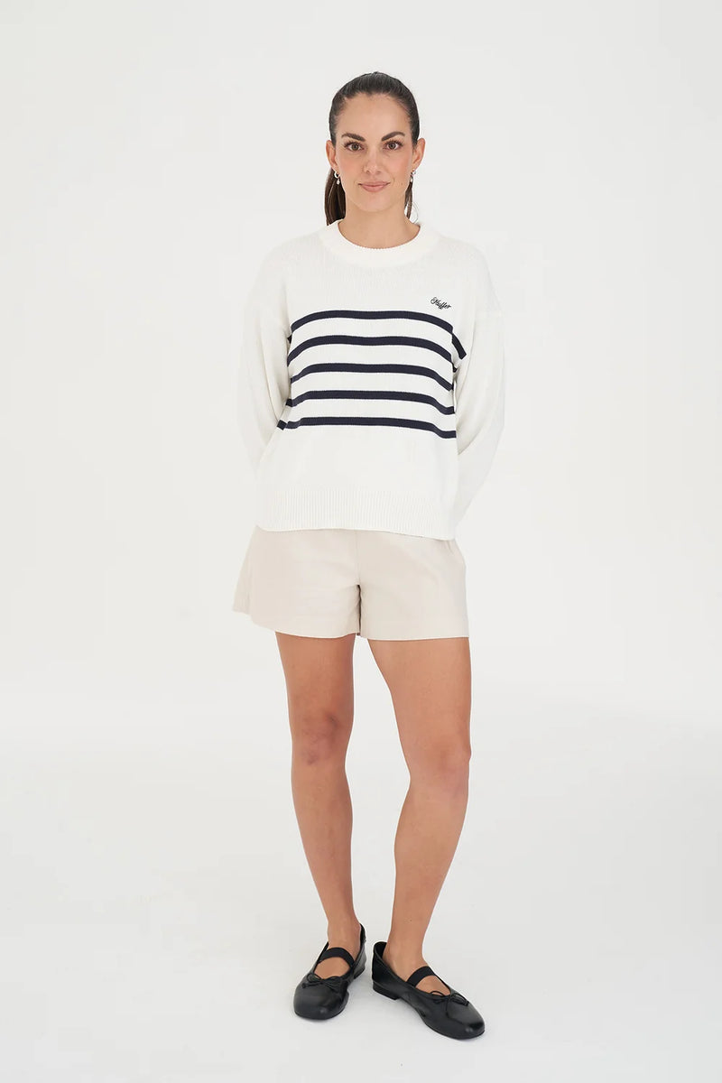 Classic Knit Crew - Navy/Chalk